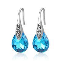 wholesale 925 Sterling Silver Teardrop Earrings Wholesale With Blue Crystals-03 Mar