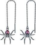 wholesale 925 Sterling Silver Black Spiders with Red Heart Pendant and Chain Set for Women's Halloween Gift-0-0