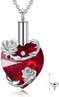 wholesale 925 Sterling Silver Heart Rose Urn Necklace Ashes Memorial Pendant  for Women Men-0-0