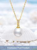 TOUPOP 14K Gold Freshwater Pearl Necklace with Bow/Heart/Dolphin Pendant-0-1