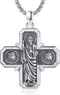 wholesale 925 Sterling Silver St Jude Cross Medal Necklace Pendant with Jesus and Angels Design-0-0
