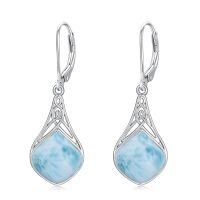 wholesale 925 Sterling Silver Teardrop Drop Earrings Wholesale With Celtic Knots-Larimar