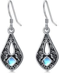 wholesale Sterling Silver Moonstone Filigree Bee Dragonfly Hummingbird Butterfly Earrings for Mom-Hummingbird