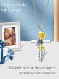 wholesale 925 Sterling Silver 925 Personalized Photo Projection Yellow Flower Cross Pendant Necklaces for Women & Girls-0-1