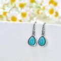 wholesale 925 Sterling Silver Turquoise Retro Green Dangle Hook Earrings Vintage Filigree Western Jewelry Women Gifts-0-3