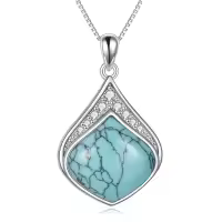 wholesale 925 Sterling Silver Moonstone Lapis Larimar Moss Agate Teardrop Filigree Pendant-Turquoise Teardrop necklace-december birthstone