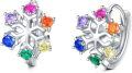 wholesale 925 Sterling Silver Multicolor Crystal Snowflake Huggie Hoop Earrings for Women -0-0