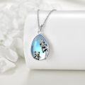 wholesale 925 Sterling Silver Panda Teardrop Pendant Necklace with Blue Stone and Bamboo Design-0-3