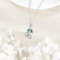 wholesale 925 Sterling Silver Heart-Shaped Crystal Fruit Charm Necklace with Green Leaves and Chain for Women Girls s-0-3