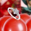 TOUPOP 14k White Gold Plated Moissanite Heart Ring D VVS1-0-6