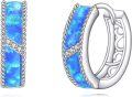 wholesale 925 Sterling Silver Blue Fire Opal Celtic Knot Huggie Hoop Earrings for Men & Women-0-0