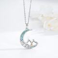 wholesale 925 Sterling Silver Crescent Moon Turquoise & Citrine Pendant Necklace Christian -0-4