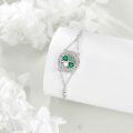 wholesale 925 Sterling Silver Celtic Clover Infinity Charm Bracelet with Green Cubic Zirconia for Women Girls Gifts-0-3