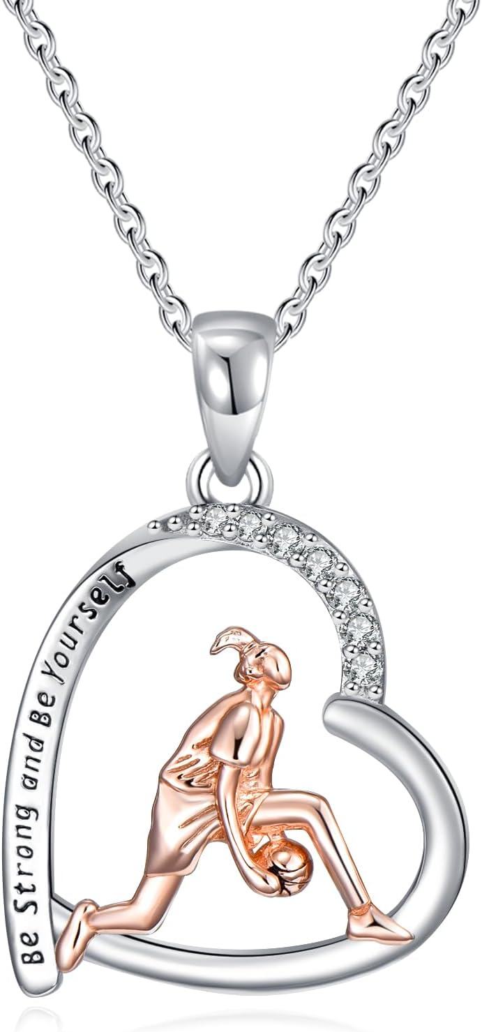  Sterling Silver Pendant Necklace for Women Girls Sports Lovers Gift -2-Basketball