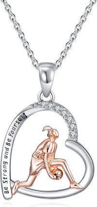 wholesale 925 Sterling Silver Basketball Player Heart Pendant Necklace for Women Girls Sport Lover Gifts-2-Basketball