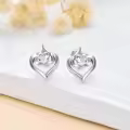 TOUPOP Sterling Silver Infinity Heart Stud Earrings For Women-0-3