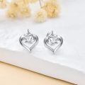 TOUPOP Sterling Silver Infinity Heart Stud Earrings For Women-0-3