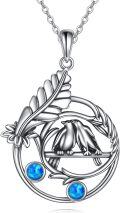 wholesale 925 Sterling Silver Blue Opal Bird Pendant Necklace - Gifts for Women and Girls-0-0