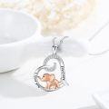 wholesale 925 Sterling Silver Elephant Heart Love Forever Pendant Necklace for Women-0-4