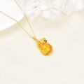wholesale 925 Sterling Silver Honeycomb & Bee Design Amber Teardrop Pendant Necklace for Women-0-3