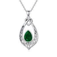 wholesale 925 Sterling Silver Celtic Knot Pendant With Turquoise-Emerald Green