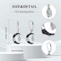 wholesale 925 Sterling Silver Crescent Moon and Bat Drop Earrings-0-1