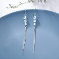 wholesale 925 Sterling Silver Crystal Drop Earrings White Gold Plated Long Tassel Chain-0-1