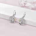 wholesale 925 Sterling Silver Cow Heart Crescent Moon Leverback Drop Earrings-0-3