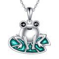 wholesale 925 Sterling Silver Frog On Leaf Pendant Necklace-0-0
