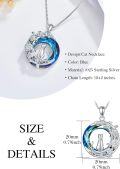 wholesale S925 Sterling Silver & Crystal Cat in Moon Necklace - 0.79 Inch Hypoallergenic Cat Pendant Gift for Women-0-2