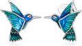 wholesale 925 Sterling Silver Hummingbird Stud Earrings with Enamel Finish for Women-0-0