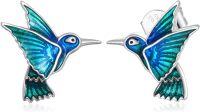 wholesale 925 Sterling Silver Hummingbird Stud Earrings with Enamel Finish for Women-Hummingbird