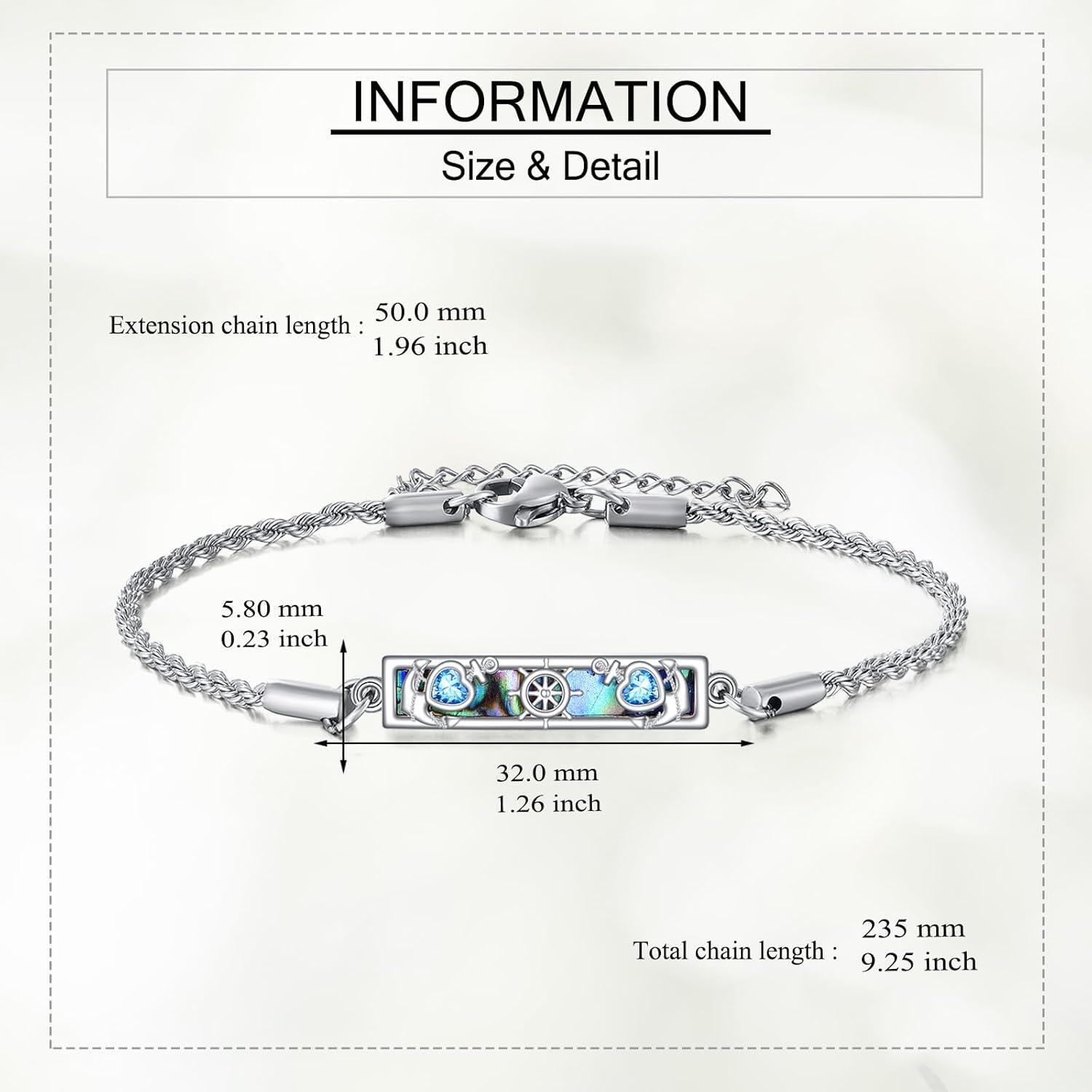 925 Sterling Silver Abalone Shell Dinosaur Charm Bracelet for Women-0-4