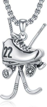 wholesale 925 Sterling Silver Roller Skate Sports Pendant Necklace  for Men Women Boys Girls Gift Ideas-Hockey
