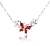 wholesale Sterling Silver Birthstone Butterfly Choker Necklace for Women-A-January