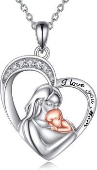 wholesale 925 Sterling Silver Heart Infinity Pendant - Mom and Baby Love Necklace for Women Girls Gifts-Mother Child Necklace