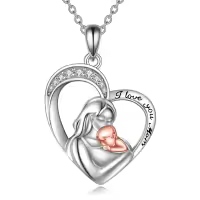 wholesale 925 Sterling Silver Heart Infinity Pendant - Mom and Baby Love Necklaces Wholesale for Women Girls Gifts-Mother Child Necklace