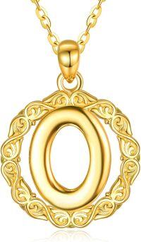 wholesale 14K Gold Sterling Silver 26 Letter Pendant Necklace 18 +2 Chain Gift-O