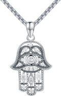 wholesale 925 Sterling Silver CZ Evil Eye Hamsa Hand Pendant Necklaces for Women and Girls Protection  45cm Chain Length-0-0