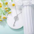 wholesale Sterling Silver Diamond Birth Flower Key Necklace for Women-0-47