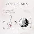 wholesale 925 Sterling Silver Heart-Shaped Pink Crystal Butterfly Drop Earrings for Women-0-14