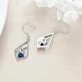 wholesale 925 Sterling Silver Unicorn Heart Blue Crystal Drop Earrings for Women Girls Gifts 2 Long-0-3