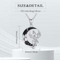 wholesale 925 Sterling Silver Phoenix Moon Pendant Necklace with Black Crystal Stone and Crescent Design-0-1