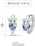 wholesale 925 Sterling Silver Blue Crystal Cow Stud Earrings for Sensitive Ears-0-5