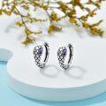 wholesale 925 Sterling Silver Purple Stone Snake Shape Huggie Hoop Earrings for Women Men Gifts-0-3