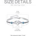 wholesale 925 Sterling Silver Adjustable Infinity Heart Bracelet with Blue Crystal and Engraved Message for Women-0-3