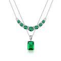 wholesale 925 Sterling Silver Platinum Plated Green Zircon Emerald Cut Drop Pendant Necklace For Women-0-0