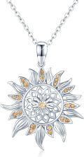wholesale 925 Sterling Silver Sunflower Pendant Necklace with Orange Cubic Zirconia Stones for Women-0-0