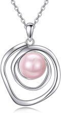 wholesale Sterling Silver White Black Pink Turquoise White Opal Rose Gold Pearl Necklace for Women-0-5