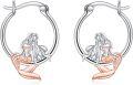 wholesale 925 Sterling Silver Mermaid Hoop Earrings - Cute Animal  for Women and Girls-0-0